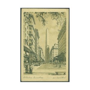 POSTAL - SAN NICOLAS 58 - EL OBELISCO,BUENOS AIRES - ED.POR LEON GILLARD,ILUSTRACION