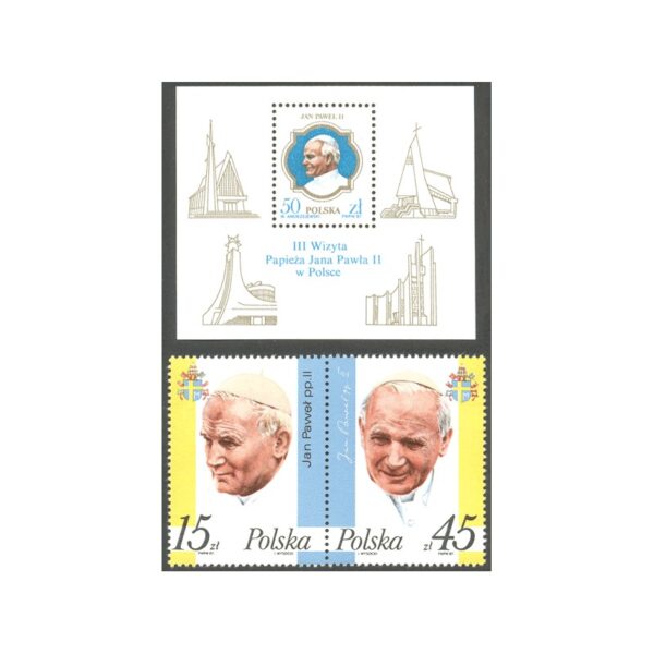 POLONIA/SELLOS, 1987 - VISITA DEL PAPA JUAN PABLO II - Yv. 2909/10 + BL 113 - BLOQUE + 2 VALORES, NUEVOS