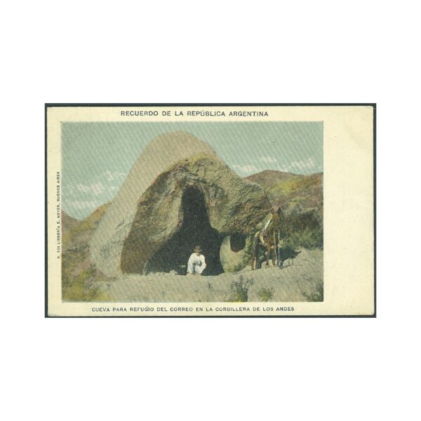 POSTAL - MENDOZA 88 - CUEVA PARA REFUGIO DEL CORREO EN LA CORDILLERA DE LOS ANDES - ED.POR LIBRERIA E.MEYER Nº 534,BUENOS AIRES