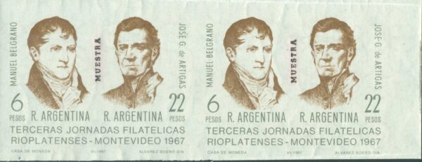 SOUVENIR SHEET 23 - MINT NEVER HINGED - (2) SOUVENIR SHEETS UNCUTTED OVERPRINTED "MUESTRA"