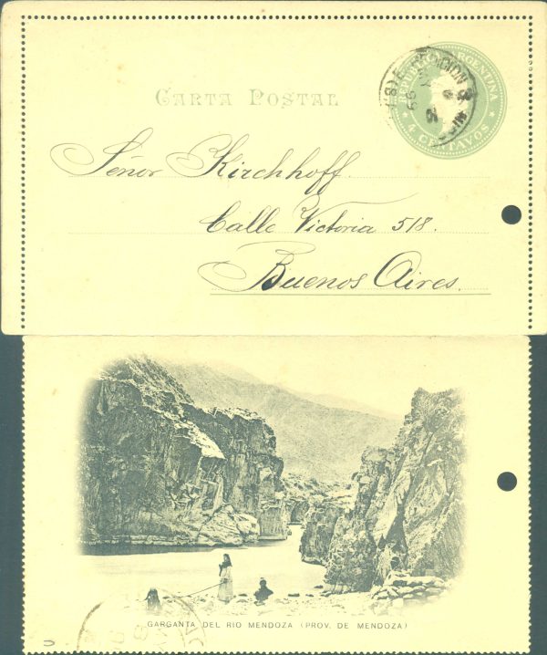 CAP 27 N (GARGANTA DEL RÍO MENDOZA) - CARTAS POSTALES - MATASELLADO
