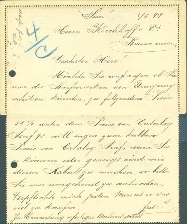 CAP 27 N (GARGANTA DEL RÍO MENDOZA) - CARTAS POSTALES - MATASELLADO - Imagen 2