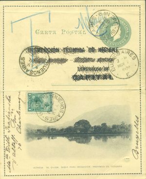 CAP 27 Z (REPRESA EL CAJÓN, TUCUMÁN) - CARTAS POSTALES - MATASELLADO