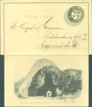 CAP 27 ZA (REFUGIO DE PIEDRA DE LOS CORREOS EN LA CORDILLERA DE LOS ANDES) - CARTAS POSTALES - MATASELLADO