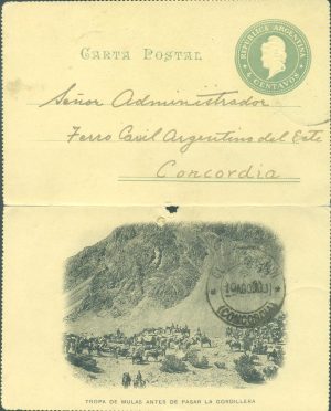 CAP 27 ZD (TROPA DE MULAS ANTES DE PASAR LA CORDILLERA) - CARTAS POSTALES - MATASELLADO