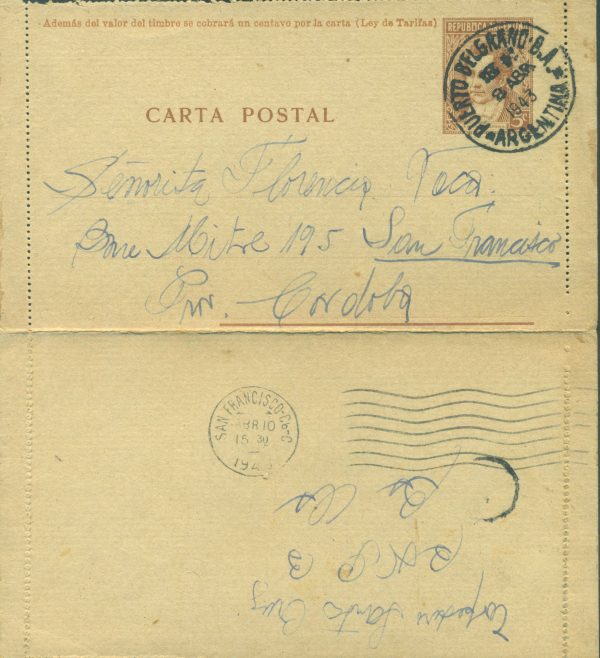 CAP 53 D - CARTAS POSTALES - MATASELLADO