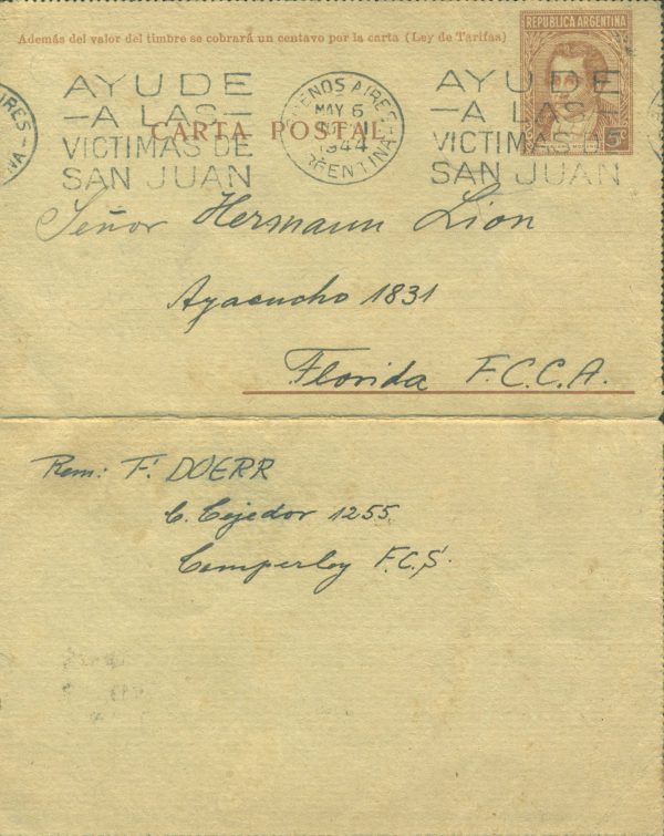 CAP 53 D - CARTAS POSTALES - MATASELLADO