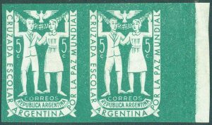 RA 954a - IMPERFORATED PAIR WITH VARIETY: "ESCOLAXR"