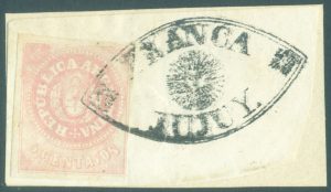 RA   7c - MATASELLO JUJUY FRANCA DOBLE OJIVA CON SOL, SOBRE PEQUEÑO FRAGMENTO