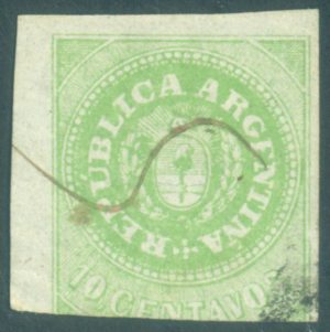 RA   8 - THREE COMPLETE MARGINS, OBLITERATED BY PEN